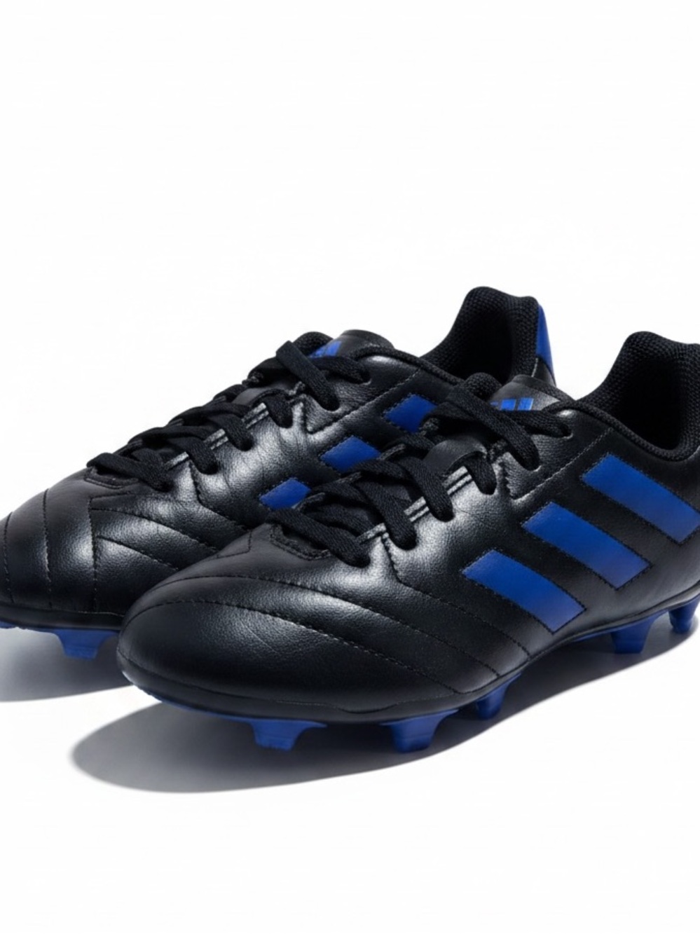Adidas Youth Soccer Cleats Black Blue Firm Ground FG Lace-Up Kids Size 1.5
